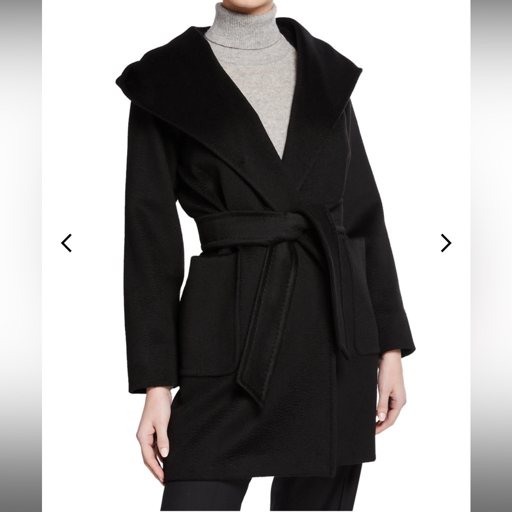 Max Mara Rialto Camel Hair Belted Short Hooded Coat